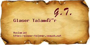 Glaser Talamér névjegykártya